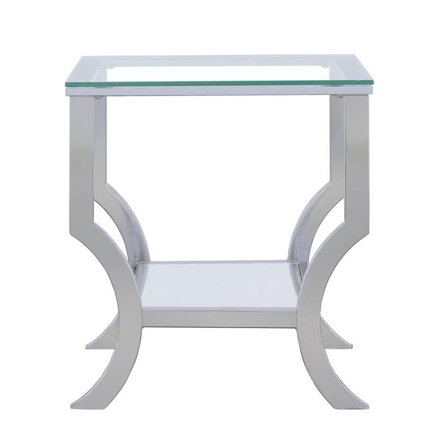 SAIDE SQUARE GLASS TOP SIDE END TABLE CHROME - Image 5