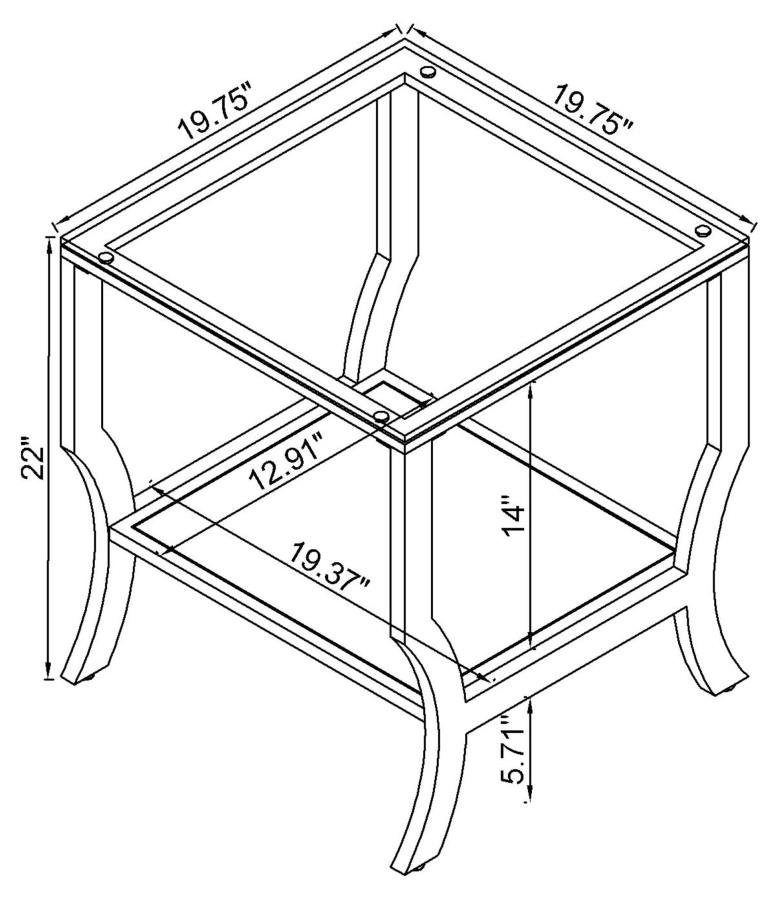 SAIDE SQUARE GLASS TOP SIDE END TABLE CHROME - Image 6