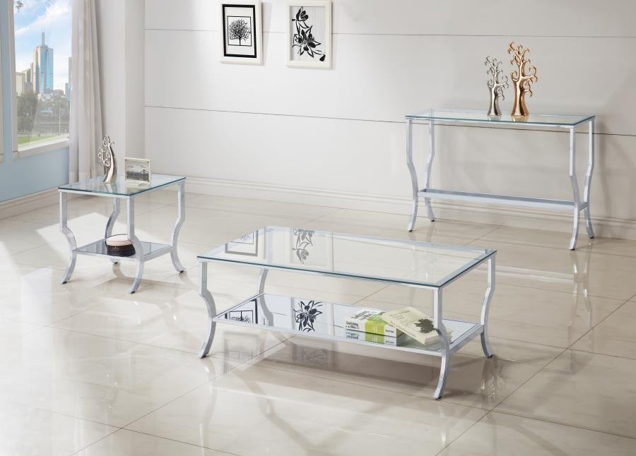 SAIDE SQUARE GLASS TOP SIDE END TABLE CHROME - Image 7