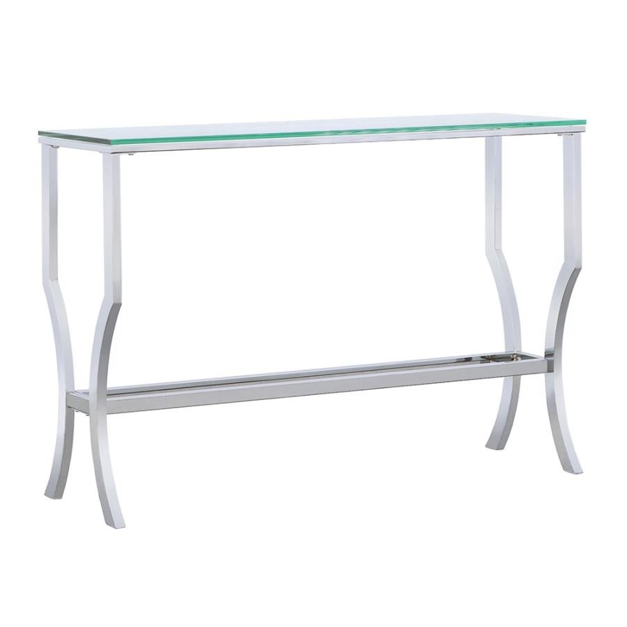 SAIDE RECTANGULAR GLASS TOP ENTRYWAY CONSOLE TABLE CHROME