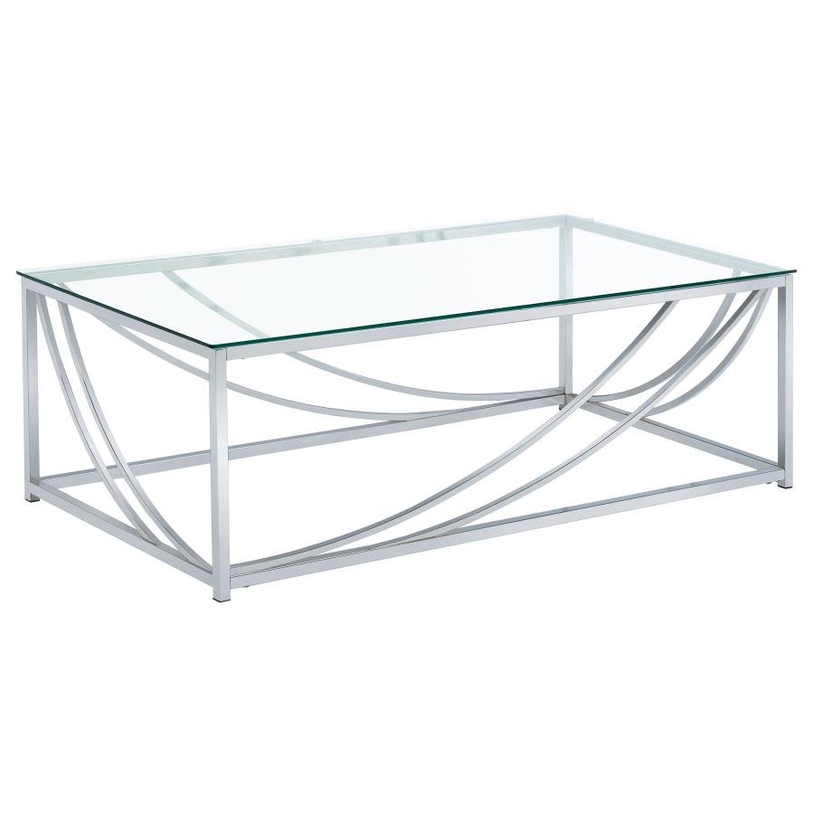 LILLE RECTANGULAR GLASS TOP COFFEE TABLE CHROME