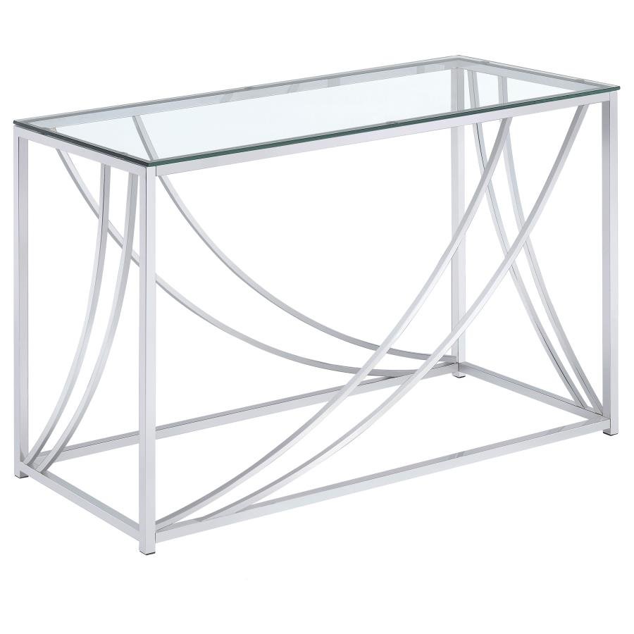 LILLE GLASS TOP ENTRYWAY CONSOLE TABLE ACCENTS CHROME