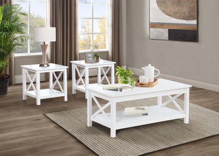 SKYVIEW 3-PIECE RECTANGULAR LIFT TOP COFFEE TABLE SET WHITE