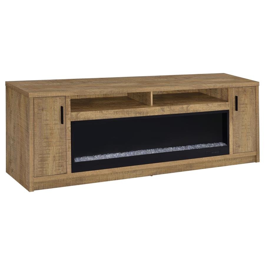 EDDY 79-INCH 2-DOOR TV STAND FIREPLACE MEDIA CONSOLE MANGO