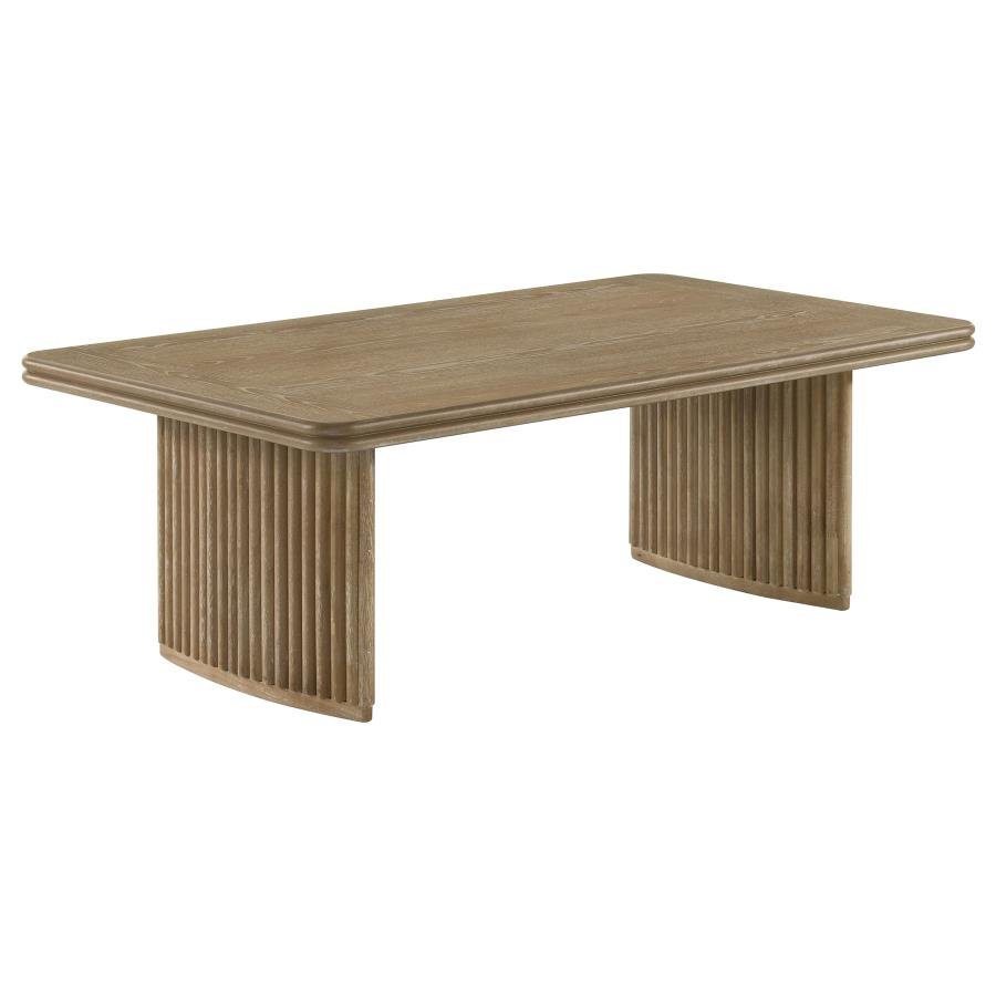 ADINA RECTANGULAR WOOD COFFEE TABLE DISTRESSED LIGHT BROWN