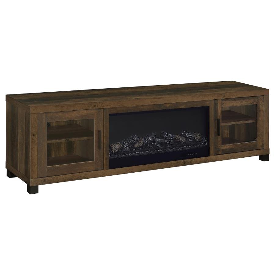 HAVERING 71-INCH TV STAND FIREPLACE MEDIA CONSOLE DARK PINE