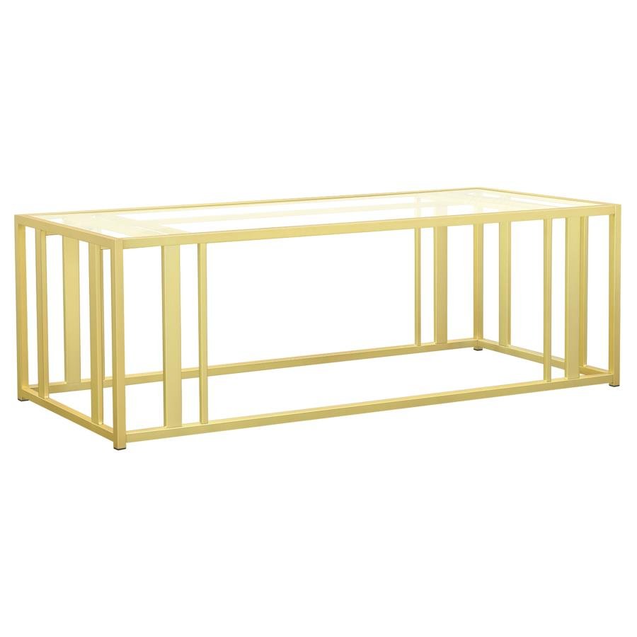 ADRI RECTANGULAR GLASS TOP COFFEE TABLE MATTE BRASS