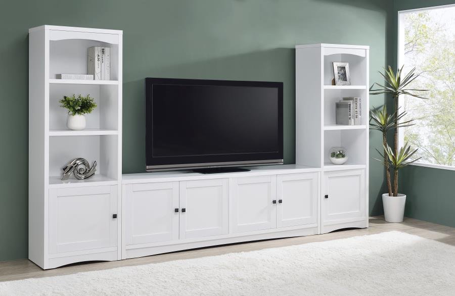 LAUGHLIN 3-PIECE ENTERTAINMENT CENTER TV STAND WHITE