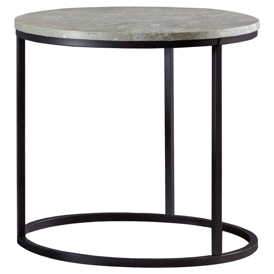 LAINEY ROUND FAUX MARBLE SIDE END TABLE GREY