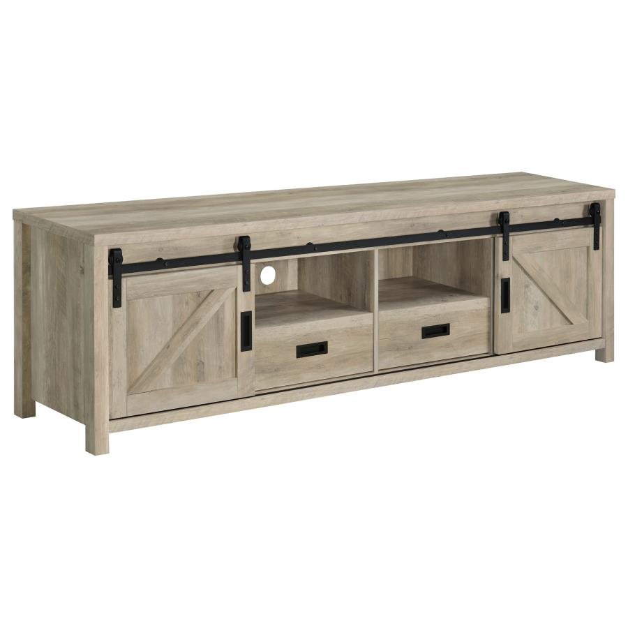MADRA 2-DOOR ENGINEERED WOOD 79-INCH TV STAND DISTRESSED PINE