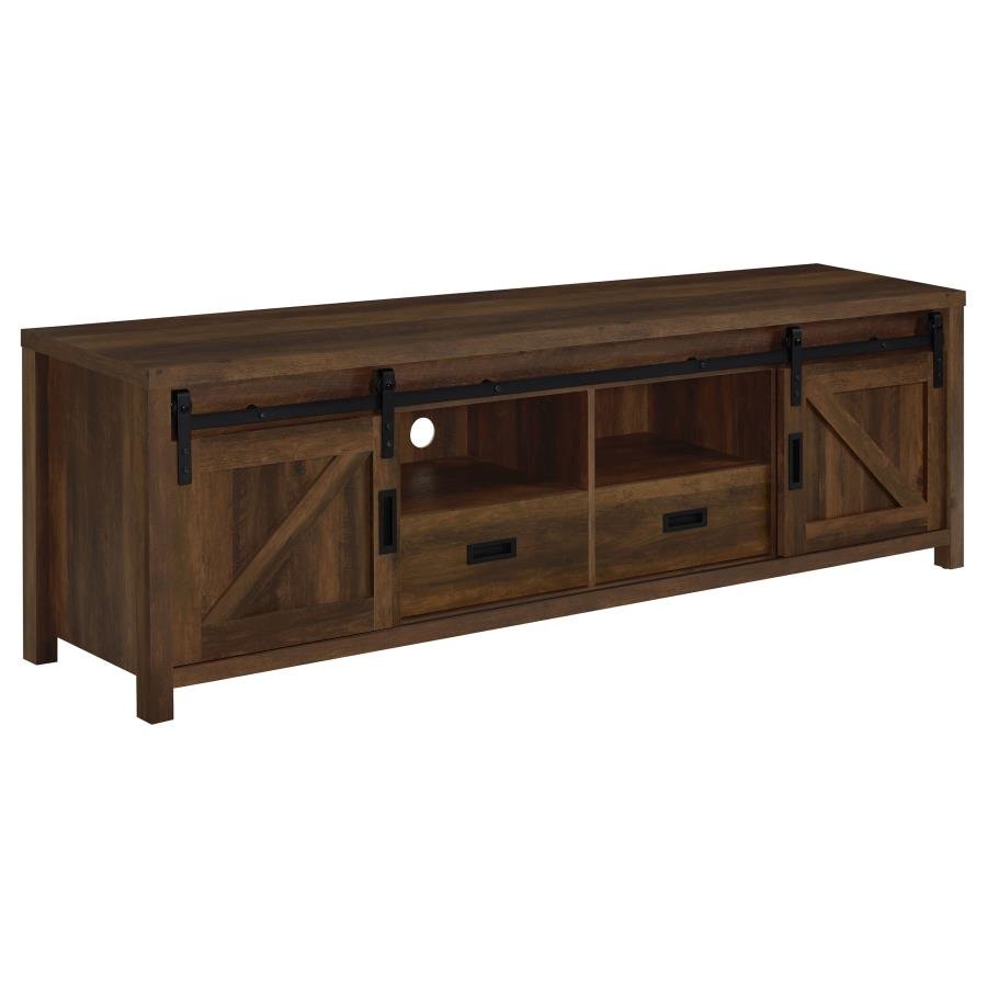 MADRA 2-DOOR ENGINEERED WOOD 79-INCH TV STAND DARK PINE