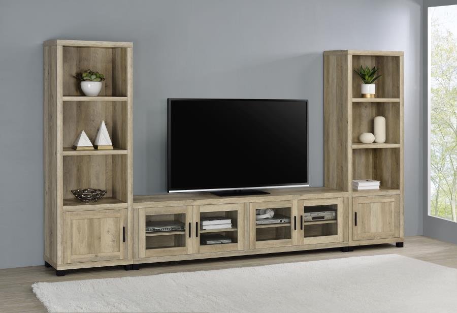 SACHIN 3-PIECE 79-INCH TV ENTERTAINMENT CENTER ANTIQUE PINE