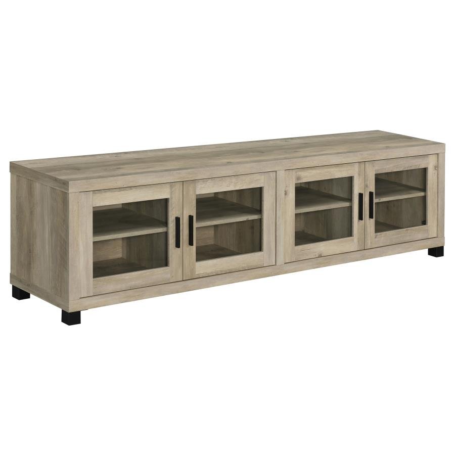 SACHIN 4-DOOR ENGINEERED WOOD 79-INCH TV STAND DISTRESSED PINE