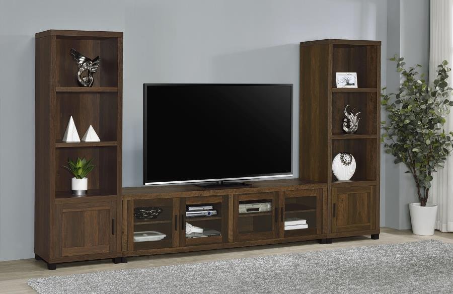 SACHIN 3-PIECE 79-INCH TV ENTERTAINMENT CENTER DARK PINE