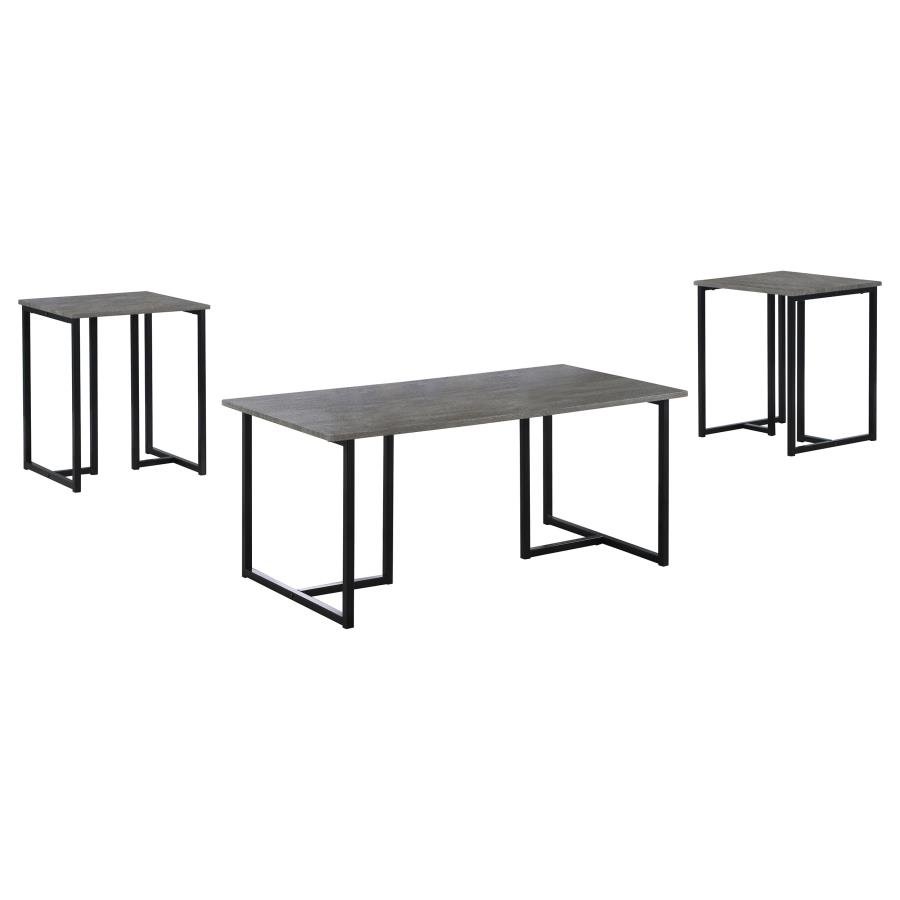 NYLA 3-PIECE ENGINEERED WOOD COFFEE TABLE SET WEATHERED GREY