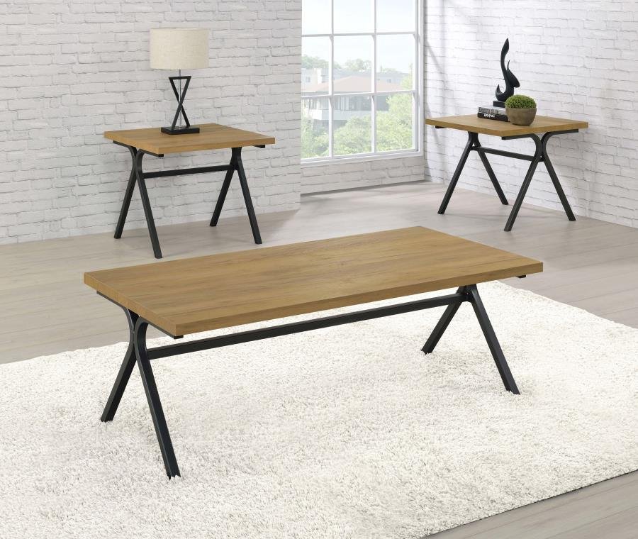 COLMAR 3-PIECE ENGINEERED WOOD COFFEE TABLE SET GOLDEN OAK