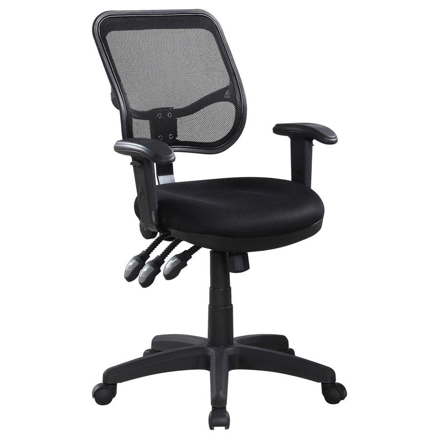 ROLLO UPHOLSTERED ADJUSTABLE ERGONOMIC OFFICE CHAIR BLACK - Image 3