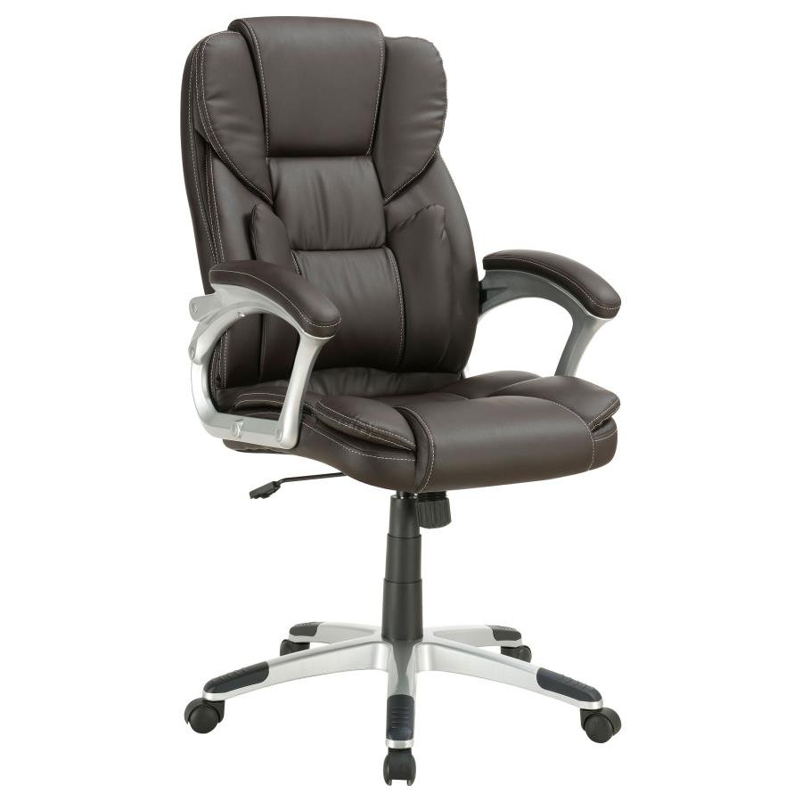 KAFFIR UPHOLSTERED ADJUSTABLE OFFICE DESK CHAIR DARK BROWN