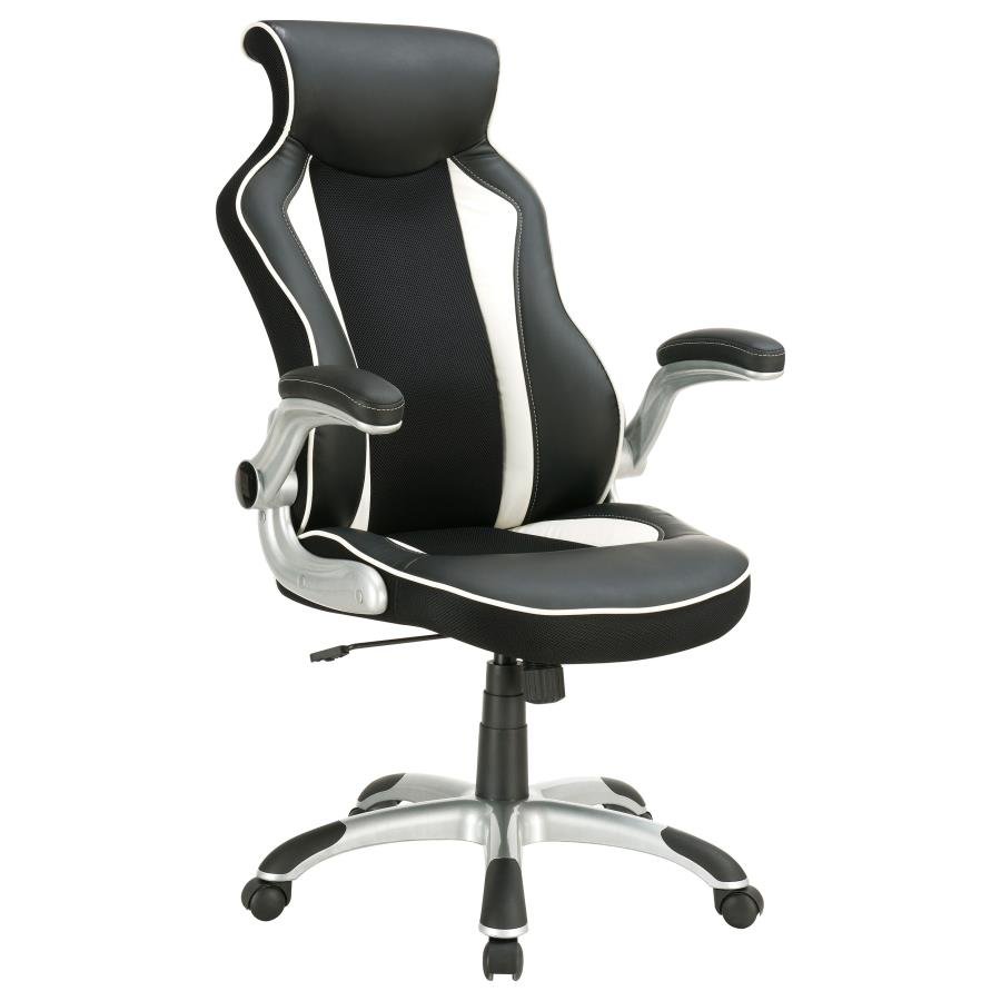 DUSTIN UPHOLSTERED ADJUSTABLE HOME OFFICE DESK CHAIR BLACK