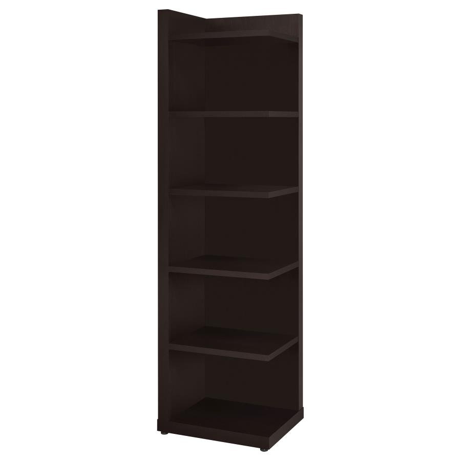 ALDER 71-INCH 6-SHELF CORNER BOOKCASE CAPPUCCINO