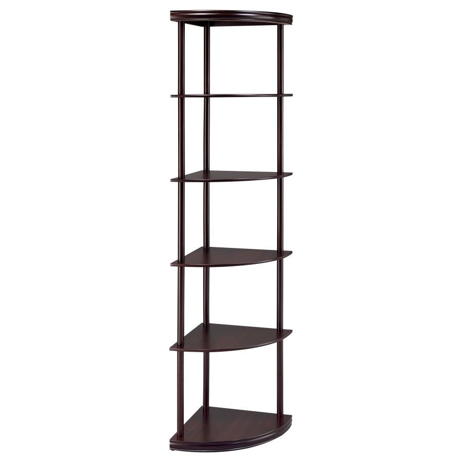 BONWICK 72-INCH 5-SHELF CORNER BOOKSHELF CAPPUCCINO