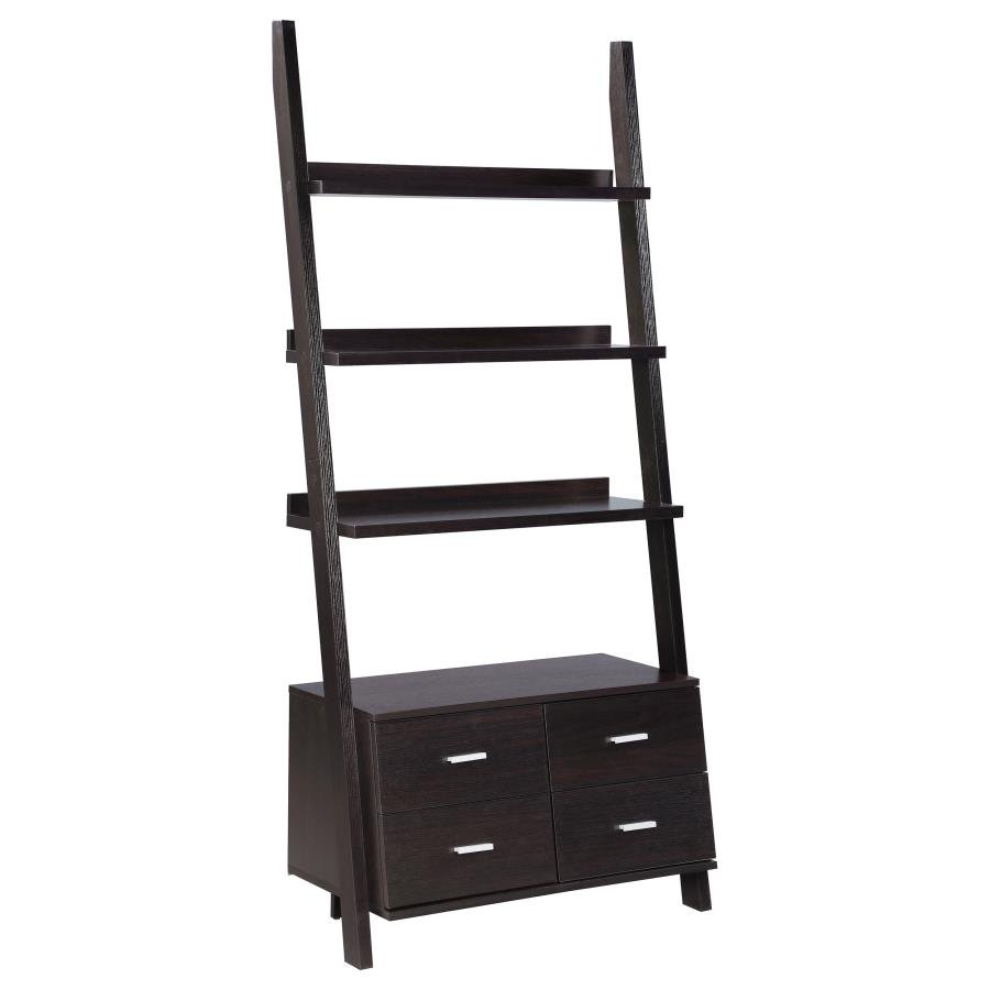 COLELLA 72-INCH 5-SHELF STORAGE LADDER BOOKSHELF CAPPUCCINO