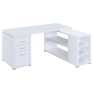 YVETTE 60-INCH 3-DRAWER L-SHAPE COMPUTER DESK WHITE