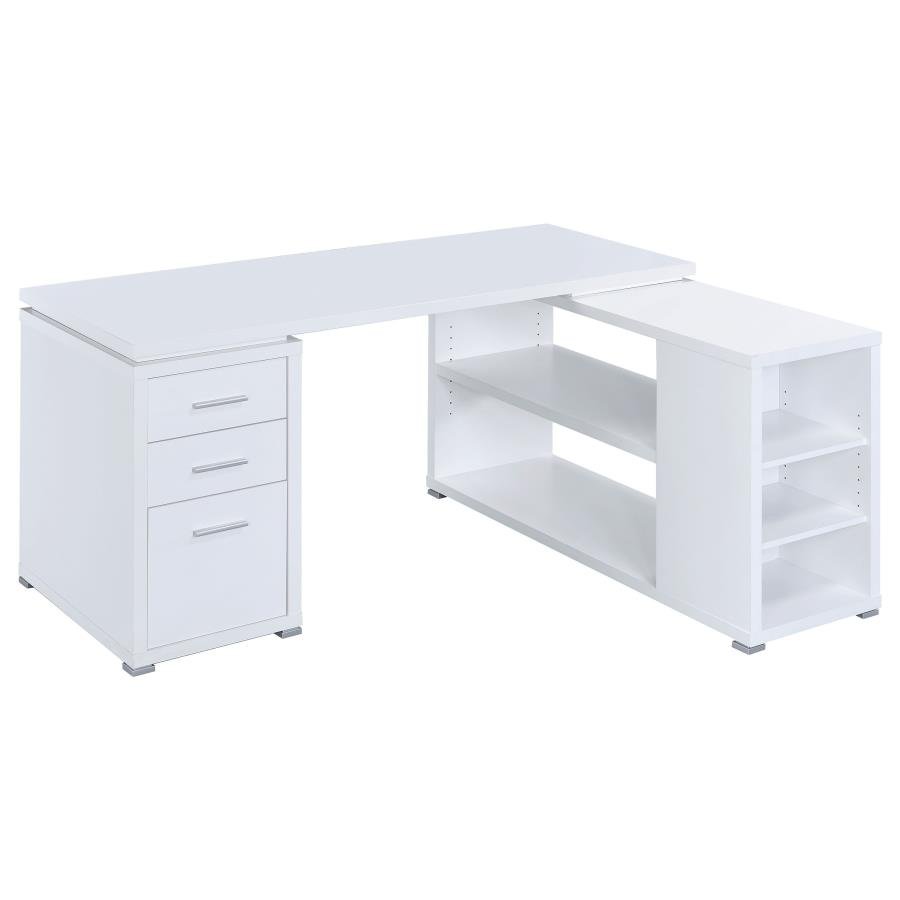 YVETTE 60-INCH 3-DRAWER L-SHAPE COMPUTER DESK WHITE