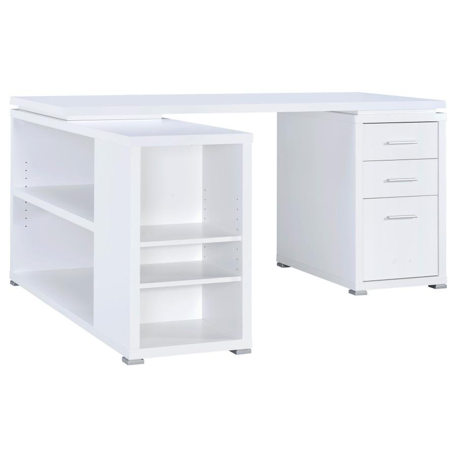 YVETTE 60-INCH 3-DRAWER L-SHAPE COMPUTER DESK WHITE - Image 4