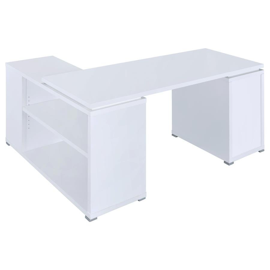 YVETTE 60-INCH 3-DRAWER L-SHAPE COMPUTER DESK WHITE - Image 7