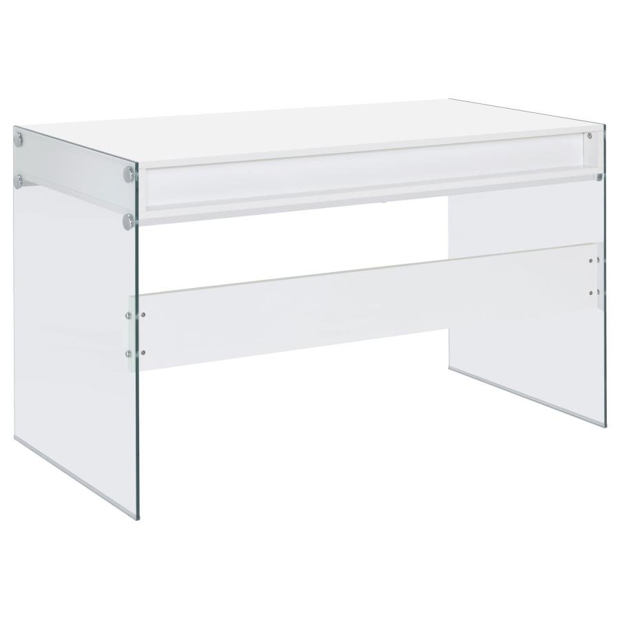 DOBREV 48-INCH 2-DRAWER WRITING DESK WHITE HIGH GLOSS - Image 7
