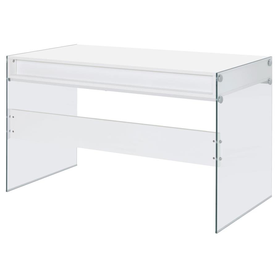 DOBREV 48-INCH 2-DRAWER WRITING DESK WHITE HIGH GLOSS - Image 8