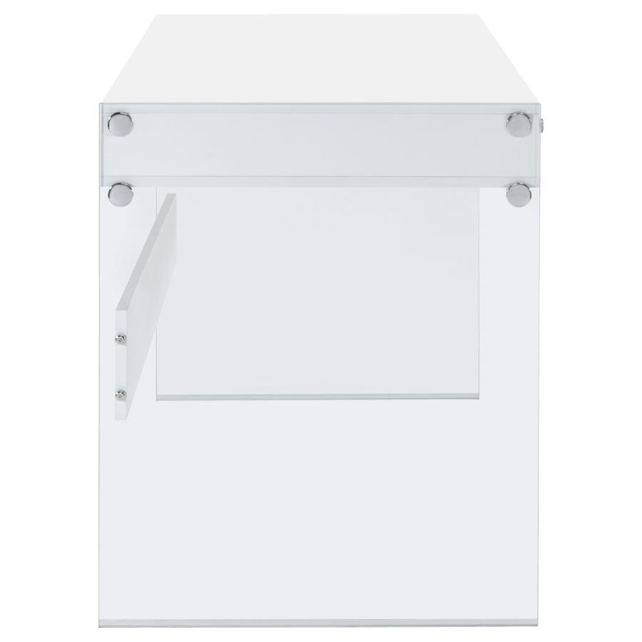 DOBREV 48-INCH 2-DRAWER WRITING DESK WHITE HIGH GLOSS - Image 9