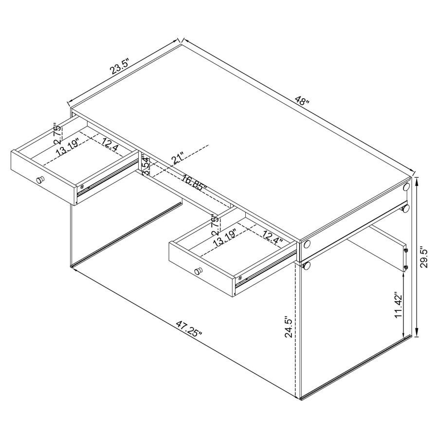DOBREV 48-INCH 2-DRAWER WRITING DESK WHITE HIGH GLOSS - Image 12