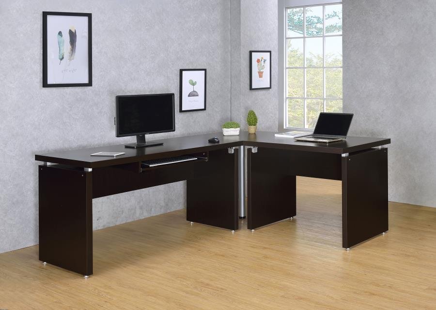 SKYLAR 83-INCH L-SHAPED OFFICE COMPUTER DESK CAPPUCCINO - Image 2