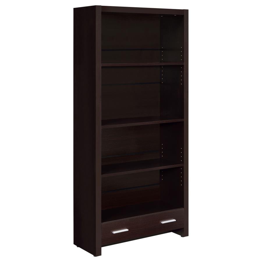 SKYLAR 71-INCH 5-SHELF BOOKCASE WITH DRAWER CAPPUCCINO