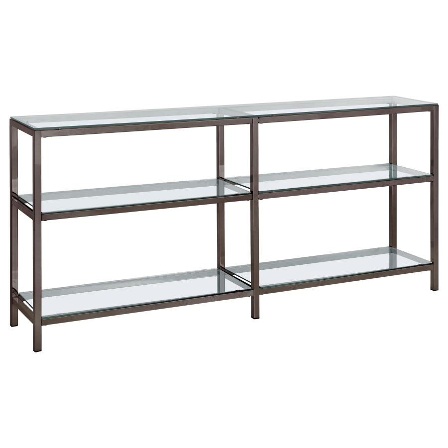 KATE 55-INCH 4-SHELF CONSOLE BOOKCASES BLACK NICKEL