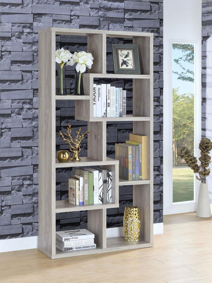 THEO 71-INCH 6-SHELF BOOKSHELF GREY DRIFTWOOD - Image 2