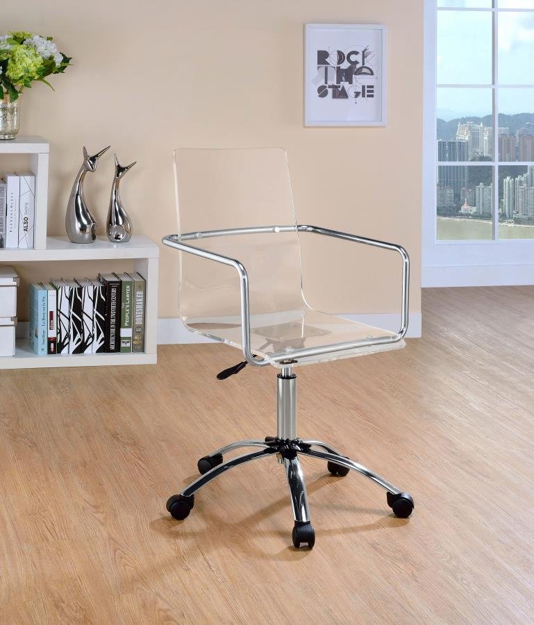 AMATURO ACRYLIC ADJUSTABLE HOME OFFICE DESK CHAIR CLEAR - Image 2