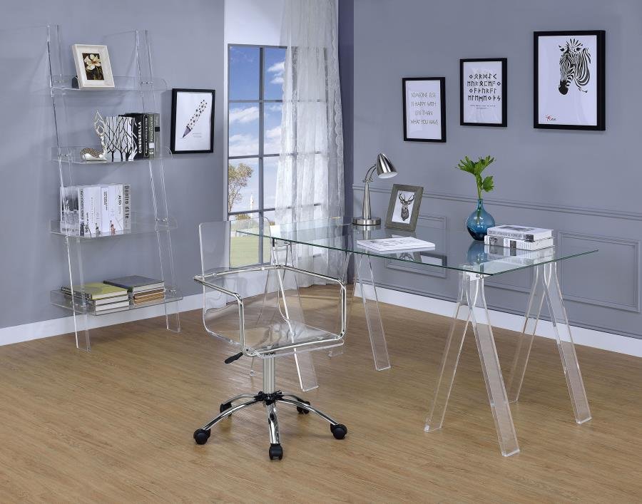 AMATURO ACRYLIC ADJUSTABLE HOME OFFICE DESK CHAIR CLEAR - Image 11