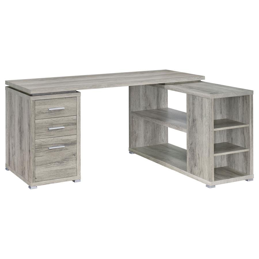 YVETTE 60-INCH 3-DRAWER L-SHAPE COMPUTER DESK GREY DRIFTWOOD