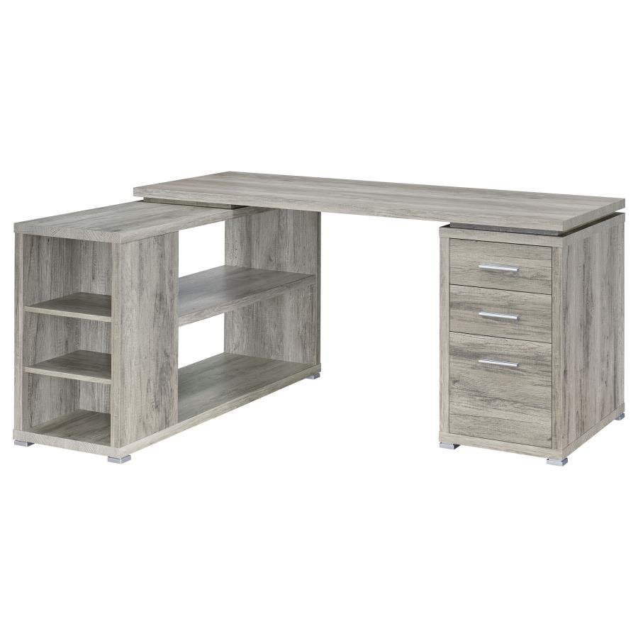 YVETTE 60-INCH 3-DRAWER L-SHAPE COMPUTER DESK GREY DRIFTWOOD - Image 3