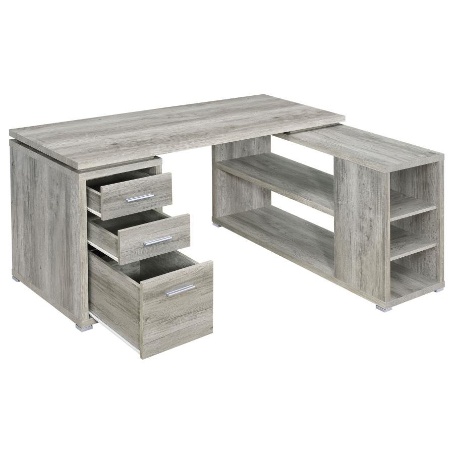 YVETTE 60-INCH 3-DRAWER L-SHAPE COMPUTER DESK GREY DRIFTWOOD - Image 4