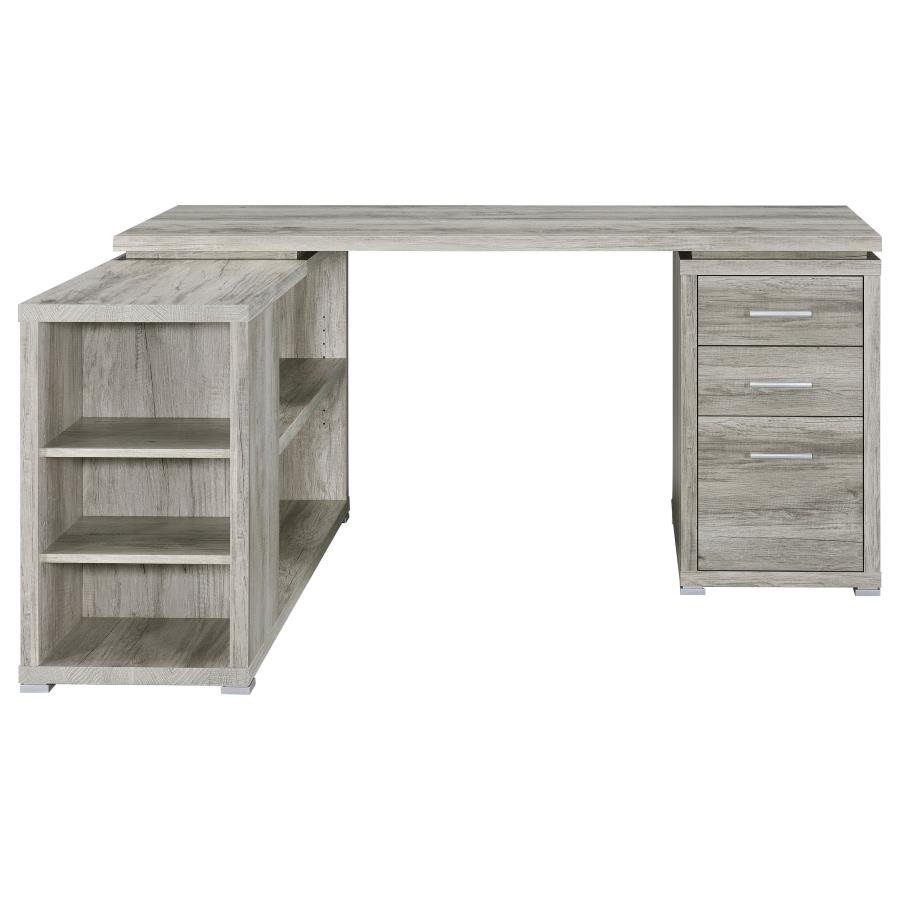 YVETTE 60-INCH 3-DRAWER L-SHAPE COMPUTER DESK GREY DRIFTWOOD - Image 6