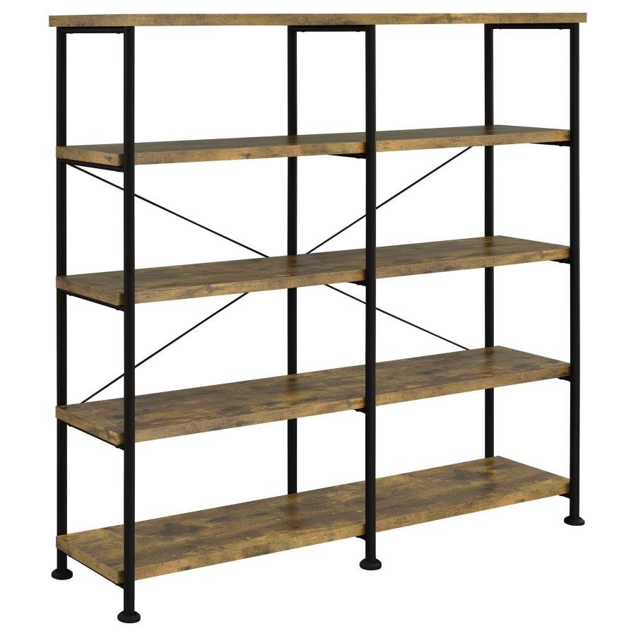 ANALIESE 63-INCH 4-SHELF DOUBLE BOOKSHELF RUSTIC NUTMEG