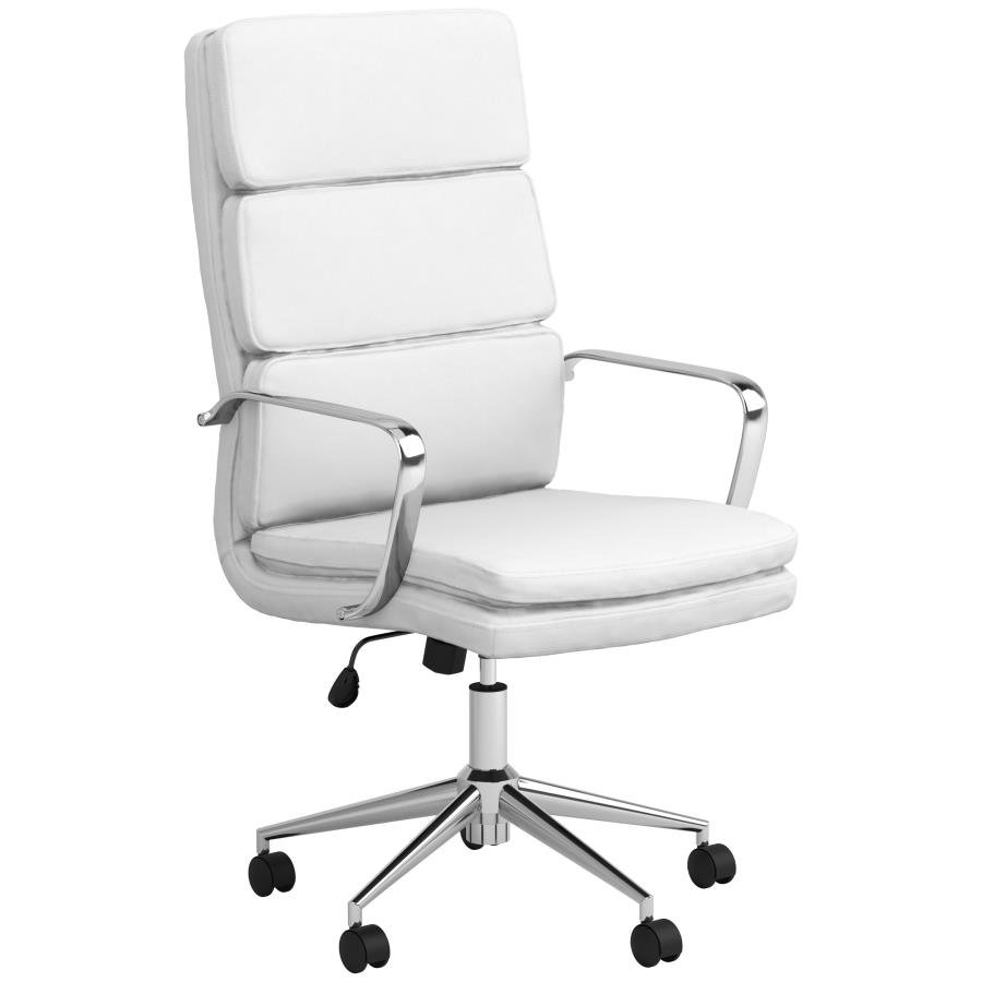 XIMENA UPHOLSTERED ADJUSTABLE HIGH BACK OFFICE CHAIR WHITE
