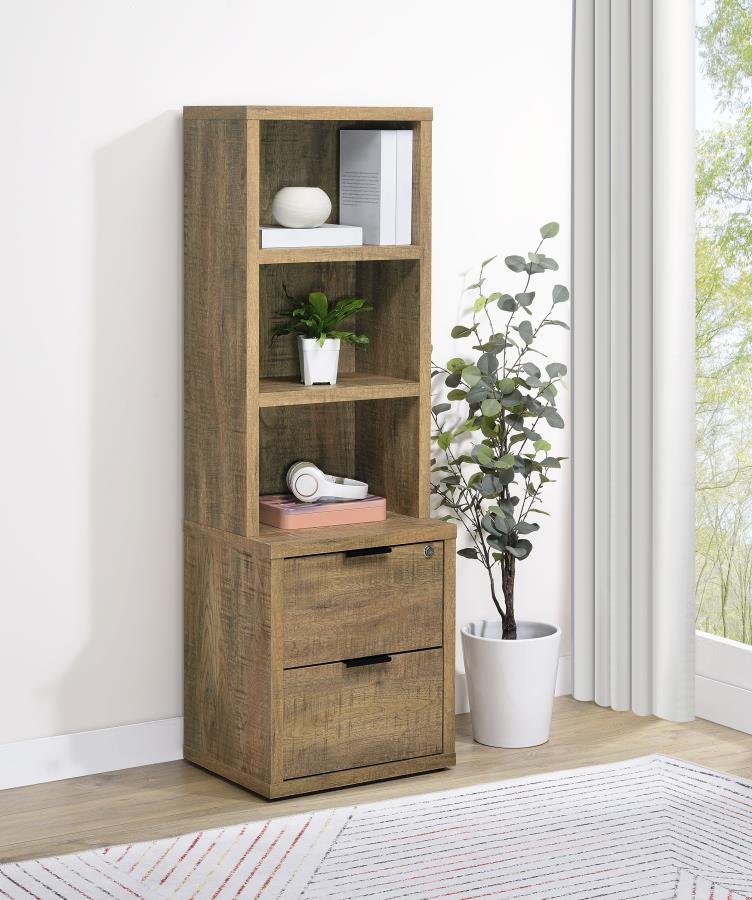 802693_01x900.jpg WESTPARK 3-SHELF BOOKCASE USB AND LOCKABLE DRAWER MANGO - Image 2