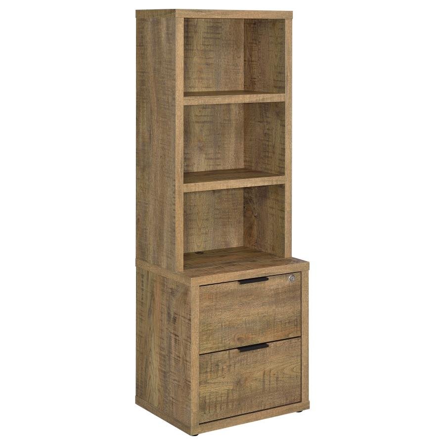 WESTPARK 3-SHELF BOOKCASE USB AND LOCKABLE DRAWER MANGO
