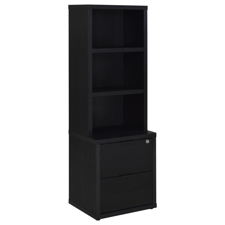 WESTPARK 3-SHELF BOOKCASE USB AND LOCKABLE DRAWER BLACK