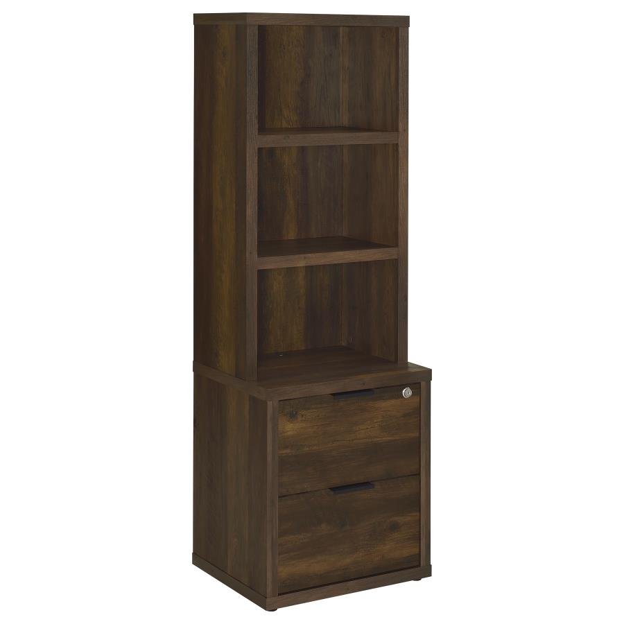 WESTPARK 3-SHELF BOOKCASE USB AND LOCKABLE DRAWER DARK PINE